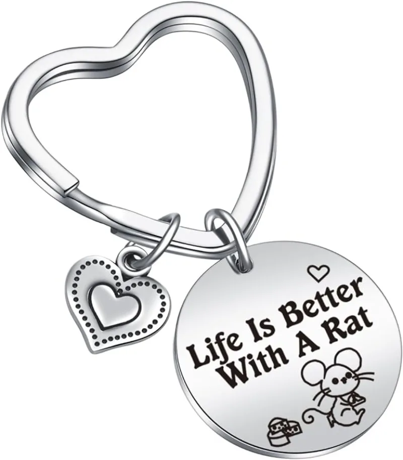 Rat Inspirational Keychain Rat Mom Gift Rat Charm Keychain Pet Rodent Owner Gift Rat Keychain Gifts for Women Men
