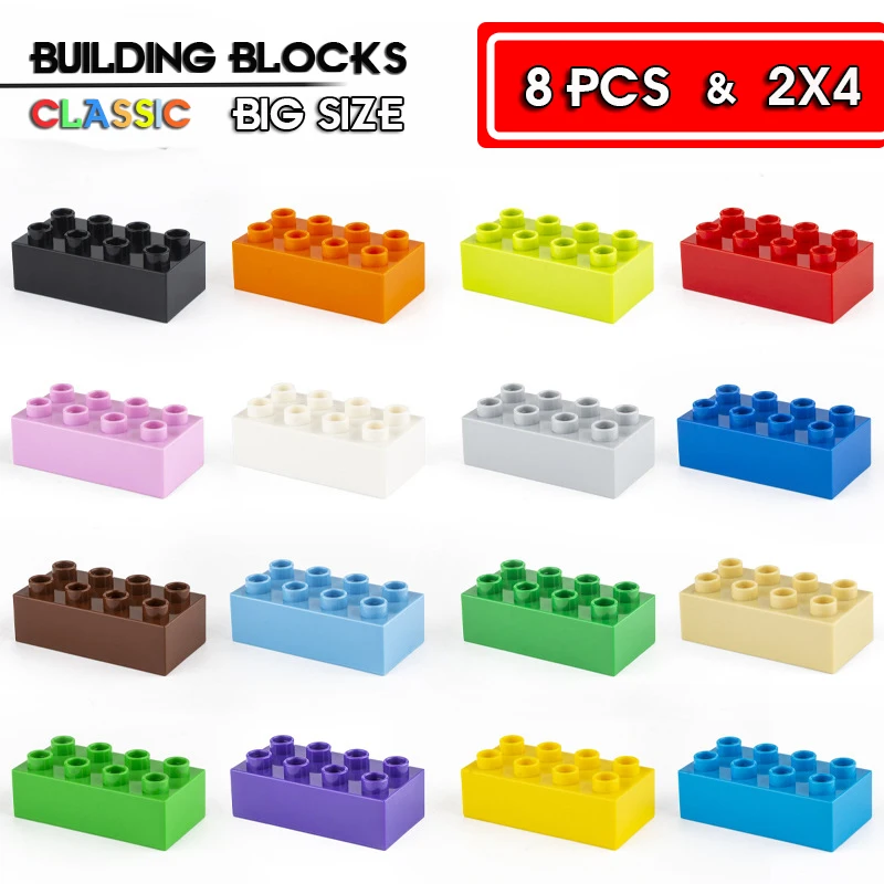 

8pcs large size 2*4 hole building block accessories compatible with classic building blocks children's educational toys