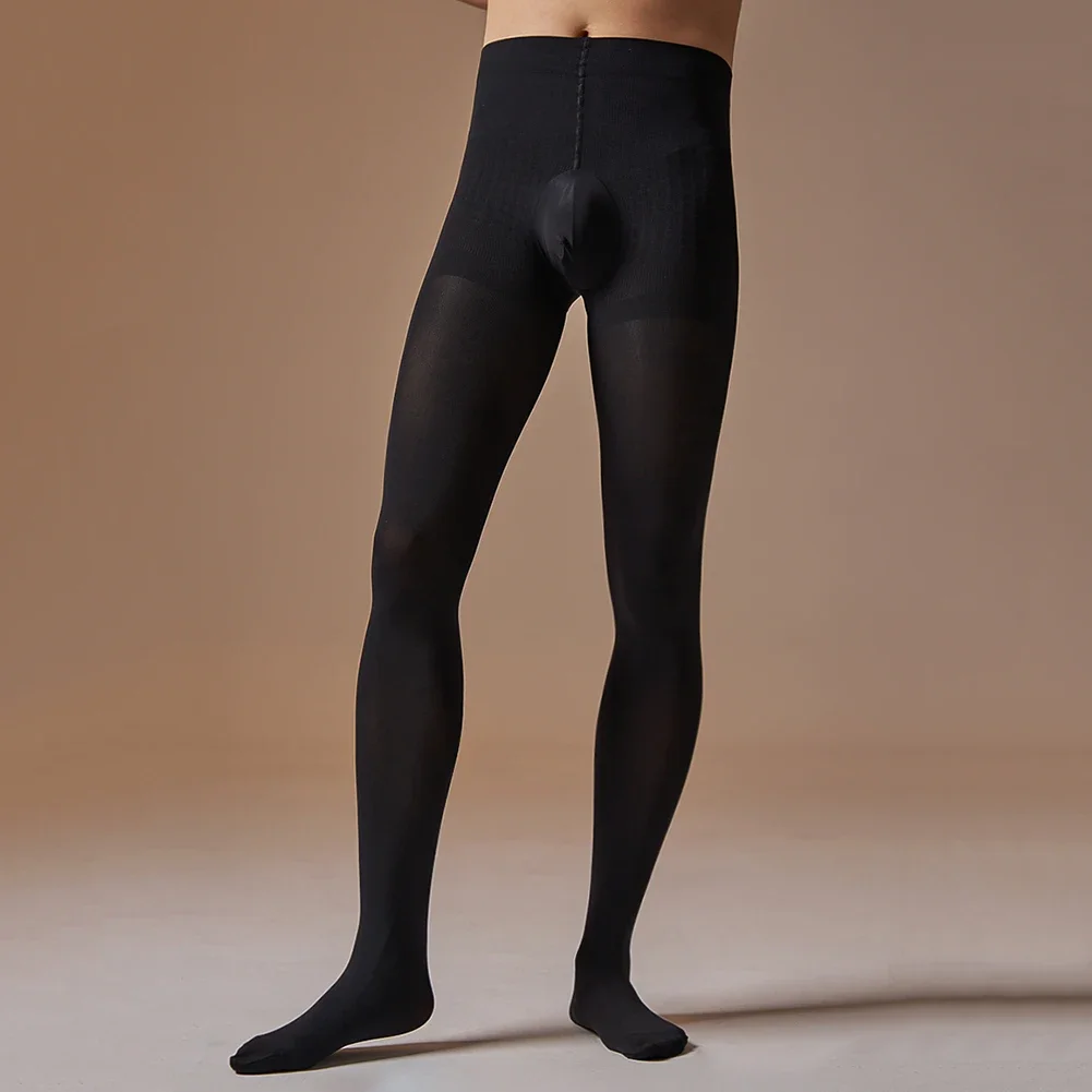 1x Men Leggings Warm Plus Velvet Pantyhose Tight Comfortable Breathable Sexy Medium Strecth Black/Skin