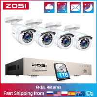 ZOSI 8CH Wired CCTV System H.265+ 5MP Lite HD-TVI DVR kit 1080p 2MP Home Security Outdoor Night Vision Video Surveillance Camera