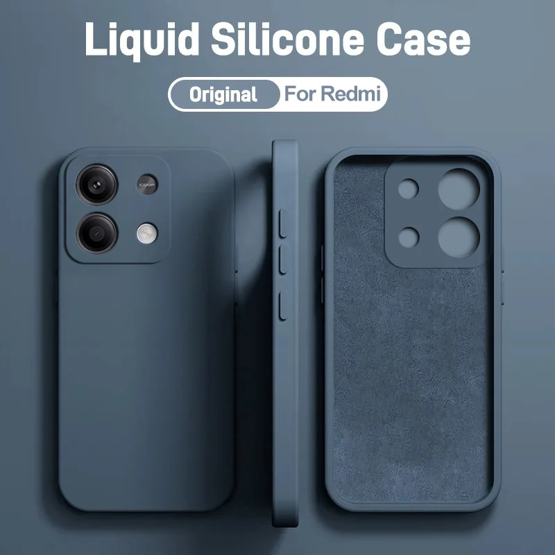 Redmi Note 13 Case Original Square Liquid Silicone Phone Case For Xiaomi Redmi Note 13 Note13 Pro Note13Pro Plus Soft Back Cover