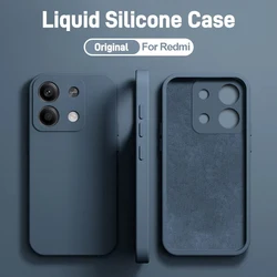 Custodia Redmi Note 13 Custodia per telefono in silicone liquido quadrata originale per Xiaomi Redmi Note 13 Note13 Pro Note13Pro Plus Cover posteriore morbida