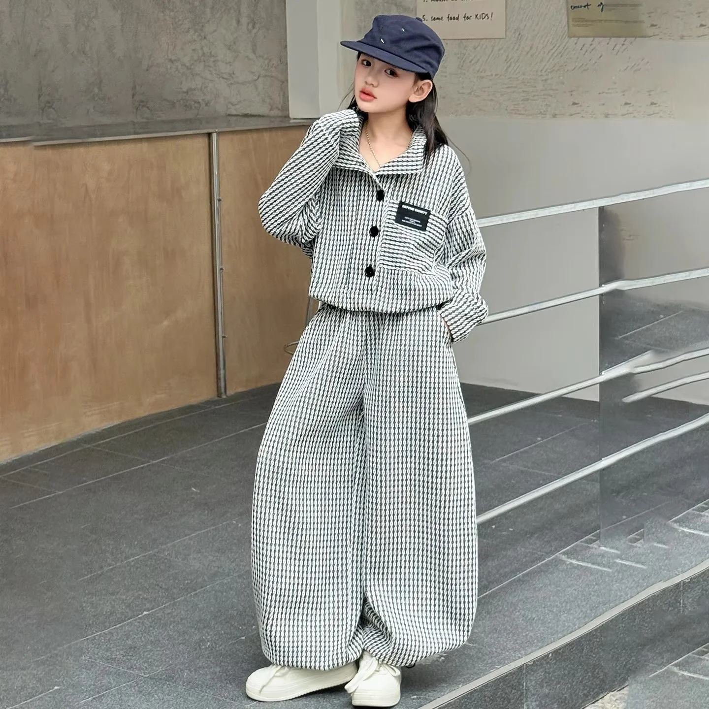 Teenager Girls Alphabet Sportswear Set Autumn Style Casual Hooded Sweatshirt+Wide-Leg Pants 2pcs Junior Kids Suit Child Outfits