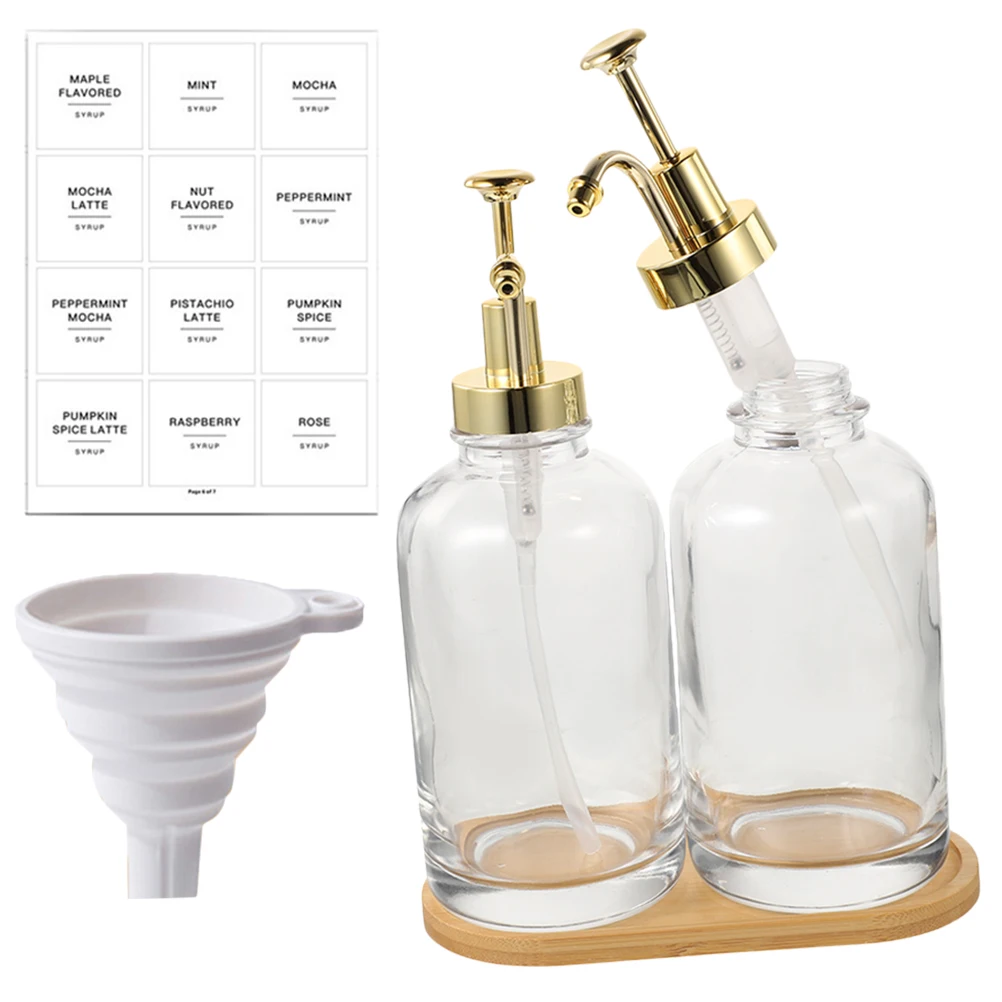 

2Pcs 500ml Clear Glass Soap Dispenser Bathroom Bottles Golden Pump Soap Dispenser Bathroom Kitchen Storage