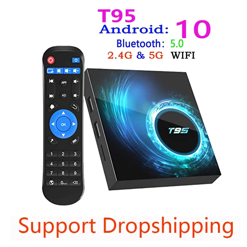 2022 T95  IPTV box Android 10.0 4g 32g TV Box tvbox 2.4G/ 5G Wifi BT 4.1 DDR3 4K HDR TV Fast ship to France Netherlands Spain