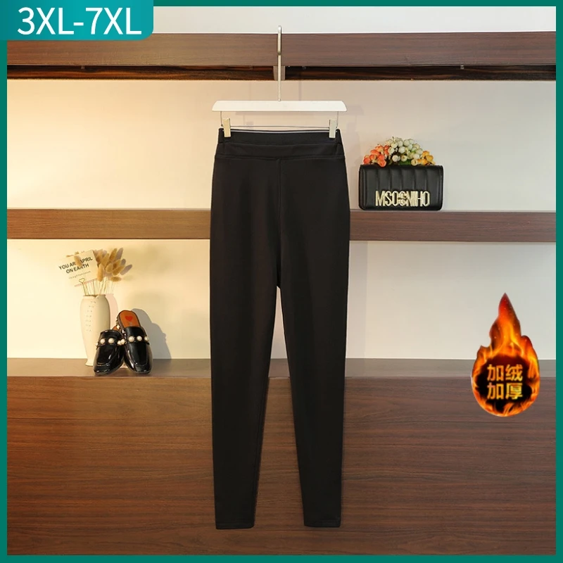 

New 2022 Autumn Winter Plus Size Pencil Basic Pants For Women Large Slim Elastic Black Leggings Trousers 3XL 4XL 5XL 6XL 7XL