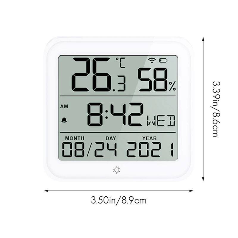 Smart Home Wifi Humidity Sensor Temperature Sensor Smart Life Indoor Temperature Alarm Sensor With Clock Function For Home