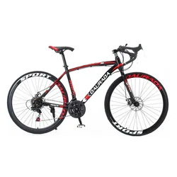 27.5 Inch Bicycle Dual Disc Brake Carbon Steel 40 Circle 21 Speed Durable Racing Vehicle Drag Rubber Road Bike