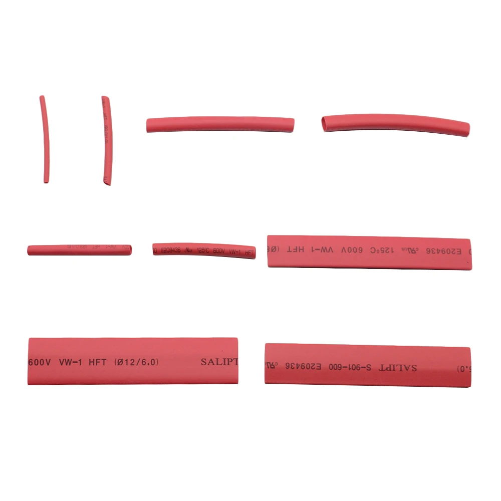 385 pz/set colore rosso 9 dimensioni assortite 2:1 Kit di tubi termorestringenti in scatola ignifuga MPa 600V per la casa fai da te