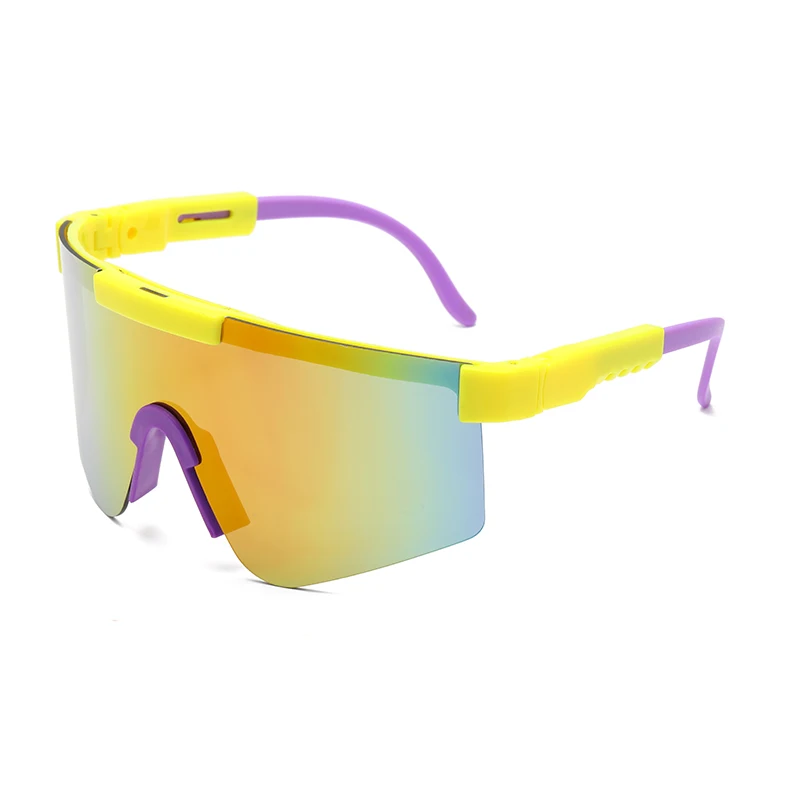 2024 New Large Frame Personality Outdoor Riding Sunglasses Goggles Colorful Fully Electroplated True Film Sports Female