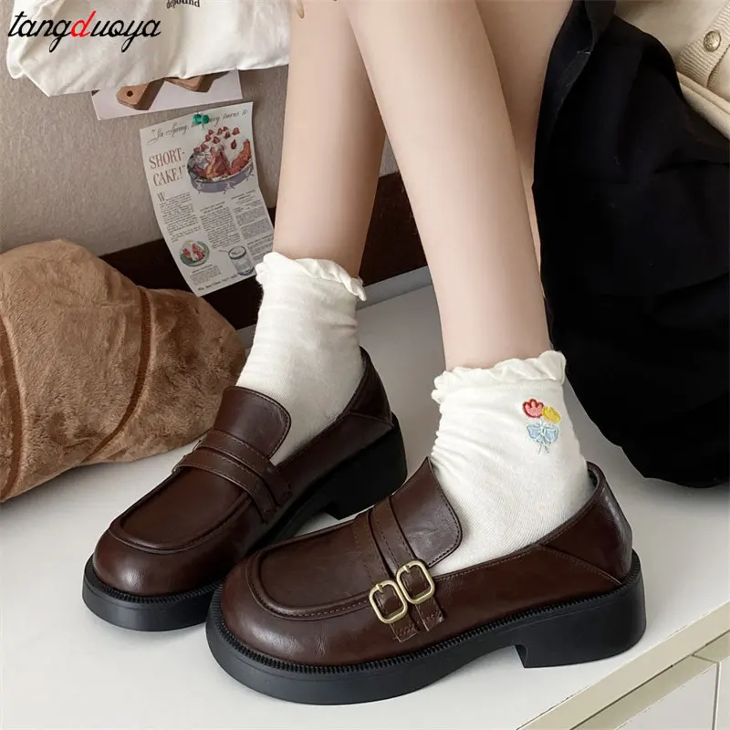 Nieuwe Japanse Stijl Lolita Schoenen Vrouwen Klassieke dubbele gesp Mary Jane schoenen Student Cosplay JK Uniform Loafers Flats