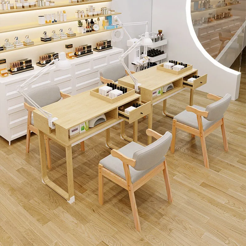 Wooden Single Nail Tables Double-person Online Nail Tables Popular Drawer Vacuum Commercial Furniture Tavoli Ungueali ZY40MJZ
