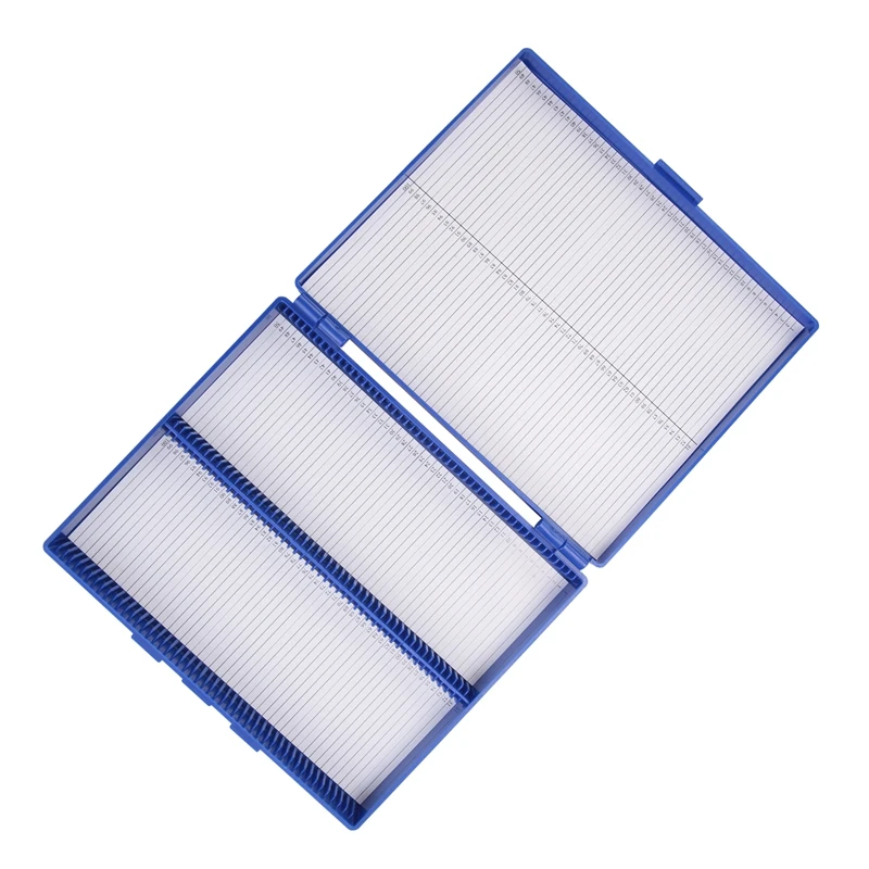 6Pack X(Microscope Slide Box Royal Blue Plastic Rectangle Hold 100 Microslide