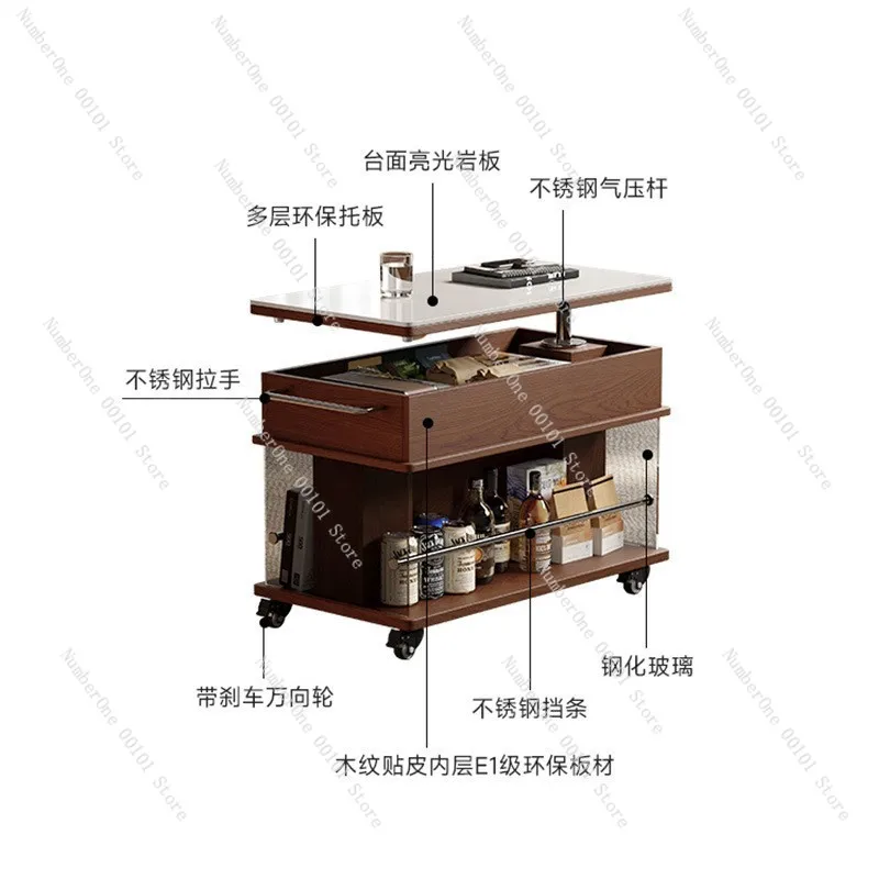 Mobile coffee table | Living room home trolley | Small apartment sofa side table