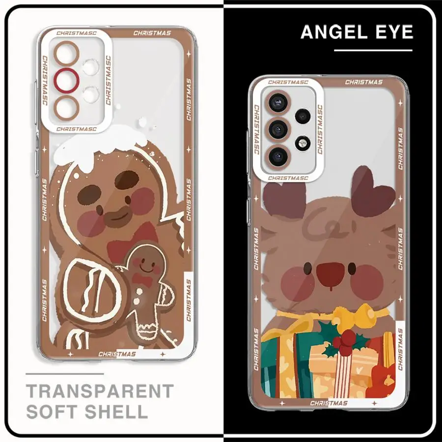 Christmas Cute Cartoon Phone Case for Samsung Galaxy A35 A55A53 A54 A73 A34 A33 A25 A24 A13 A14 A15 5G Clear Soft Shell