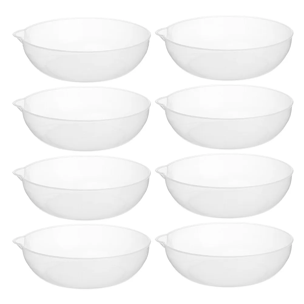 8Pcs Clear Plastic Weighing Tray Kitchen Scale Dish with Liquid Graduations Round Mouth Pour Spout for Baking Cooking Jewelry