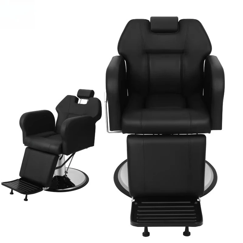 

Luxury Sliver & Black Barber Chair Modern Beauty Salon Furniture Supplier Hydraulic Reclining Salon Chair for Men