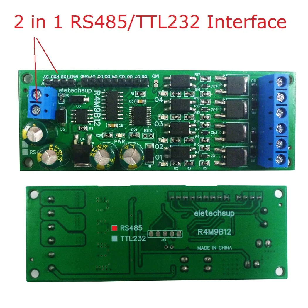 RS485 TTL232 Multifunction MOS Transistor Solid State Relay Module DC 6-24V 4CHModbus RTU AT Command for PLC Motor PTZ LED diy