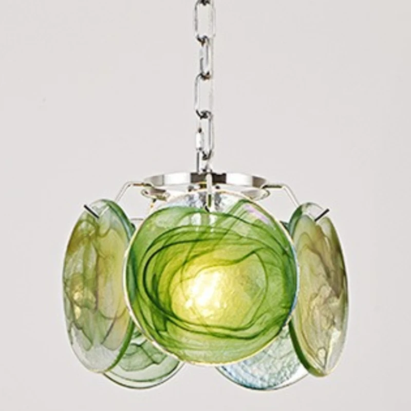 French Light Luxury Style Glass Pendant Lights for Bedroom Bedside Ambiance Ceiling Pendant Lamps Court Sling Chain Luminaires