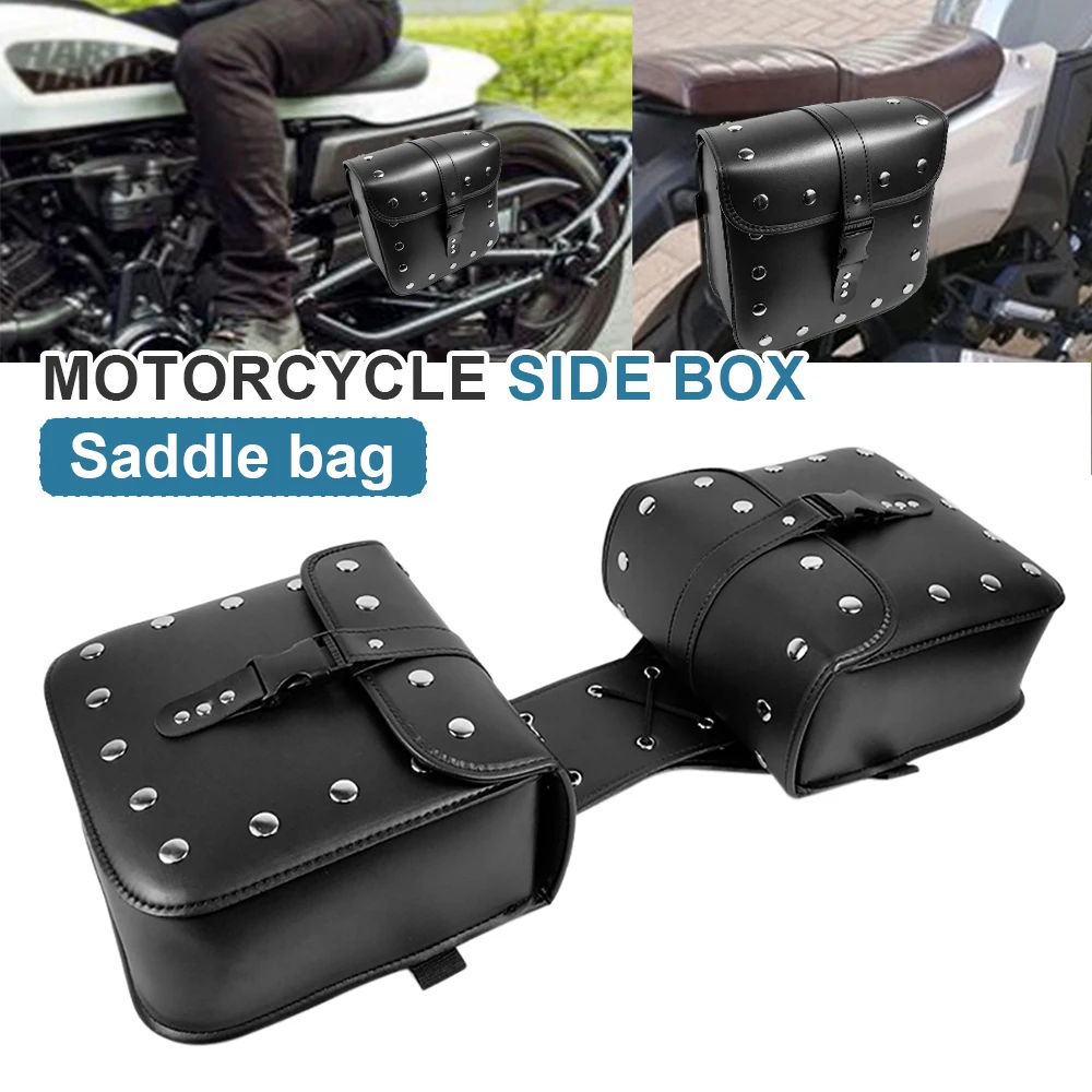 

A Pair of Black Motorcycle Side Bags, Universal Waterproof Motorcycle Saddle Bags, Side Storage Bags, Large Luggage Capacity