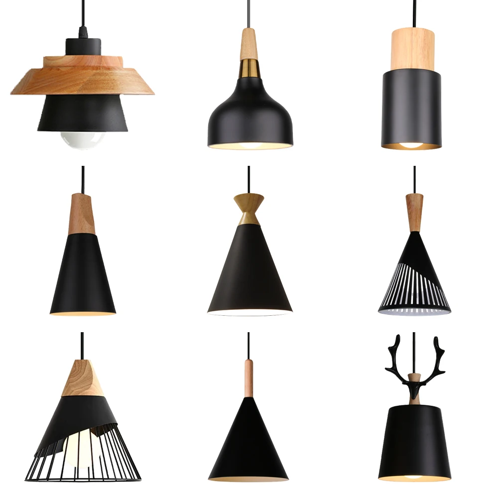 

Modren Simple Pendant Lights Wood Nordic E27 Hanging Pendant Lamps Restaurant Bar Living Room Bedside Lighting Fixture Luminaire