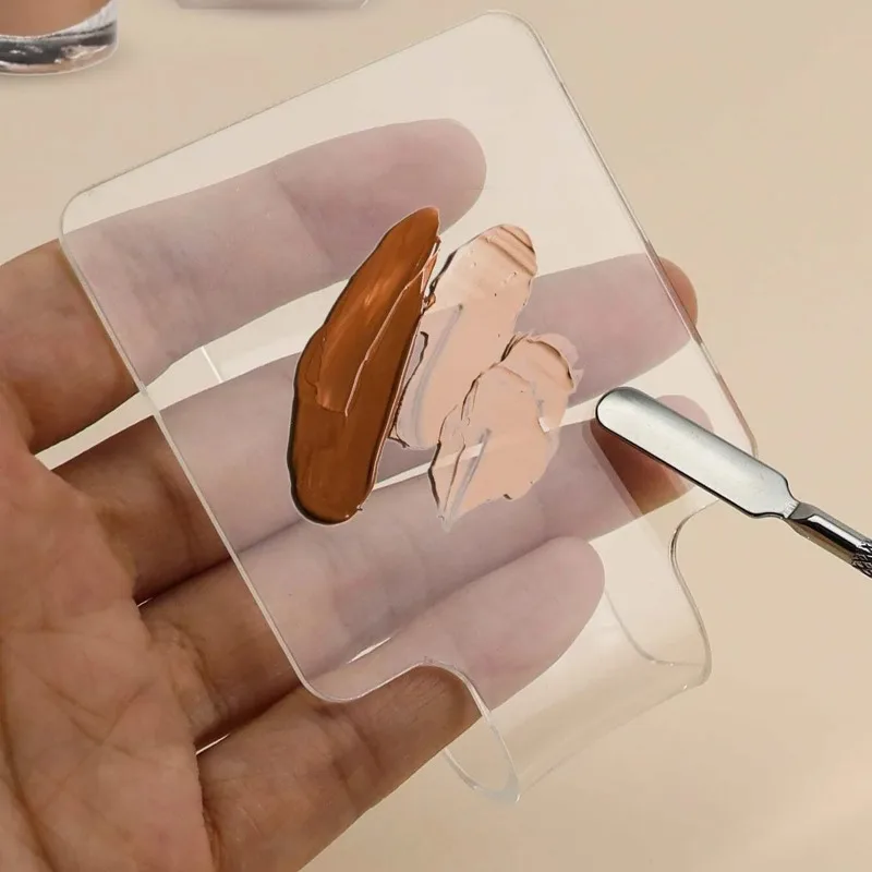 Square Foundation Art Palette Handheld Cosmetic Mixing Palette Transparent Portable Ideal for Travel Daily Makeup