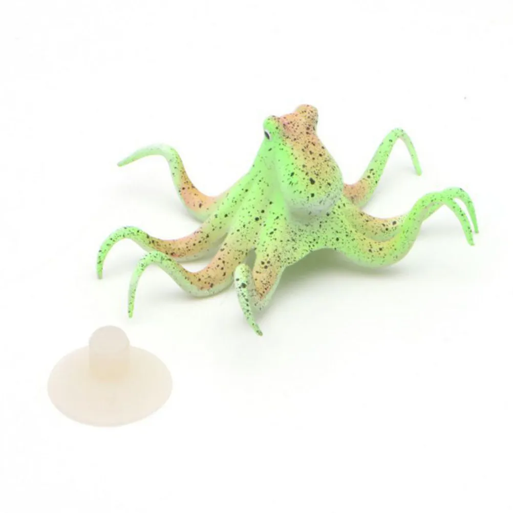 Décoration d'aquarium en forme de poulpe fluorescent pour la nuit, en silicone, imitation réaliste, ornement pour aquarium, étanche, sûr pour les animaux de compagnie, couleurs vives et éclatantes.