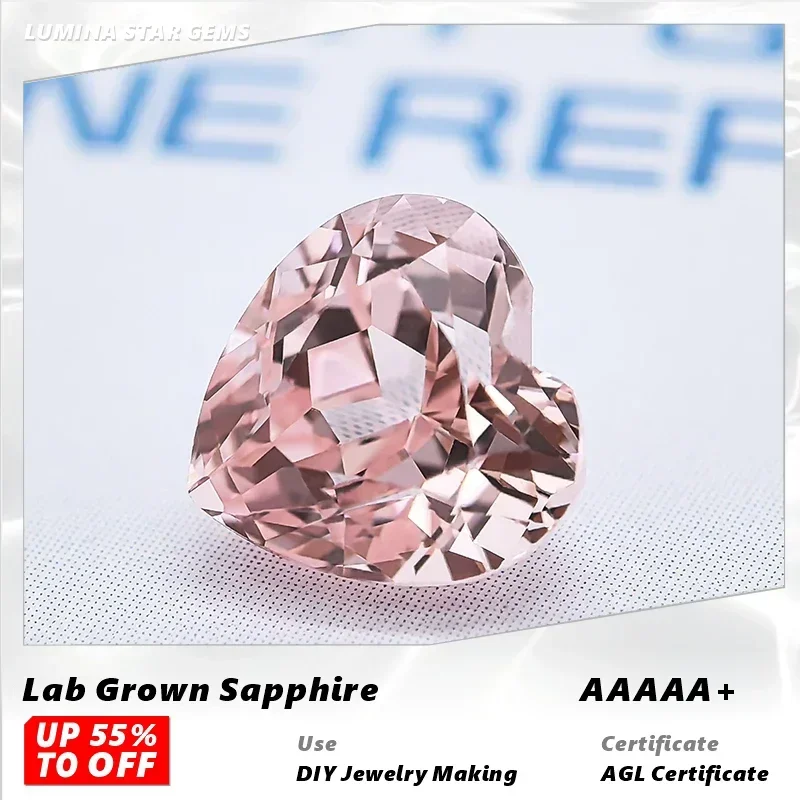 

L-Lab Grown Sapphire Heart Cut Morgan Pink VVS1 Charms Gemstone for DIY Jewelry Making Materials SelectableCertificate