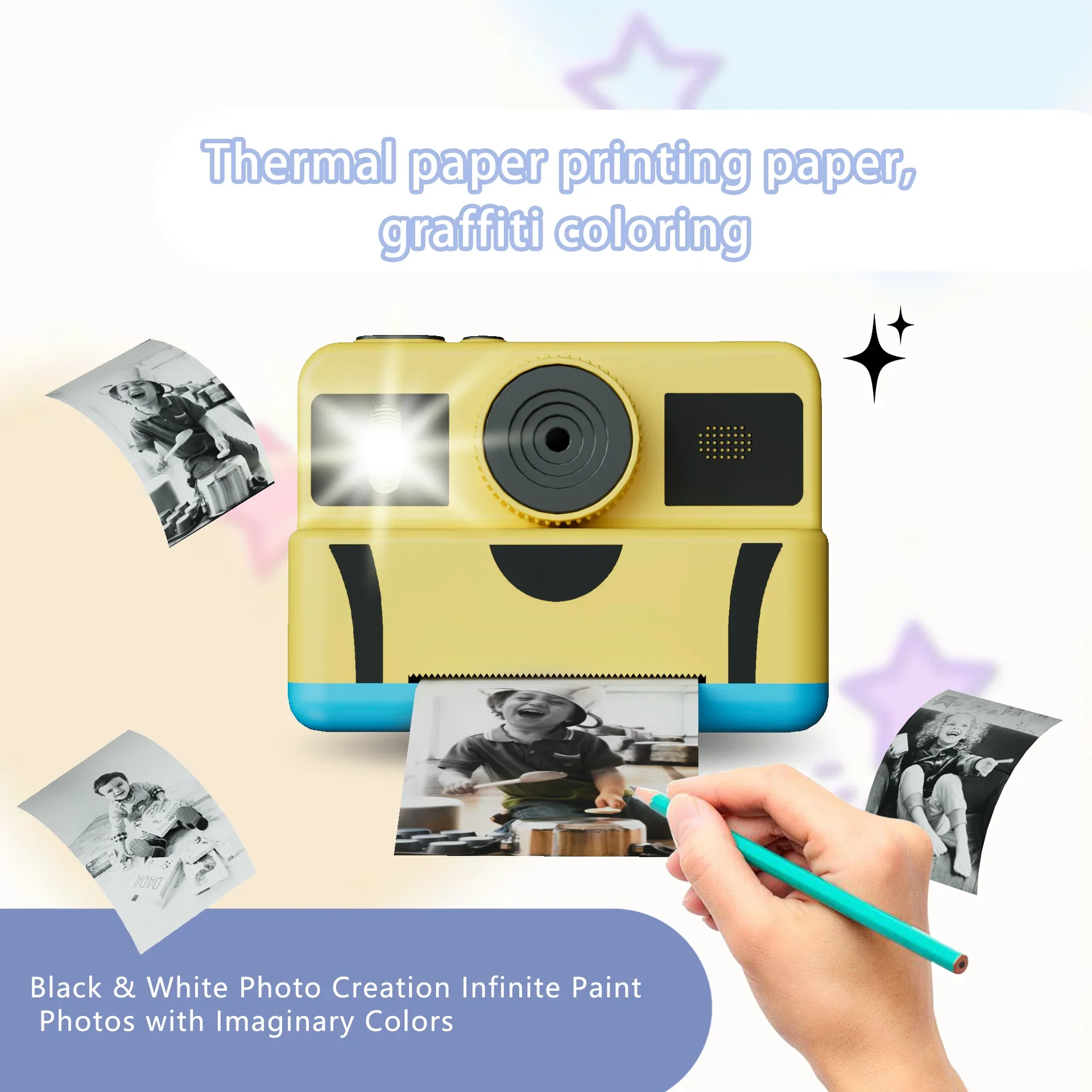 Instant Camera voor kinderen Selfie Digitale camera met 720P-video 2,8-inch scherm Voor- en achterkant Dual Lens Draagbare reiscamera Speelgoed