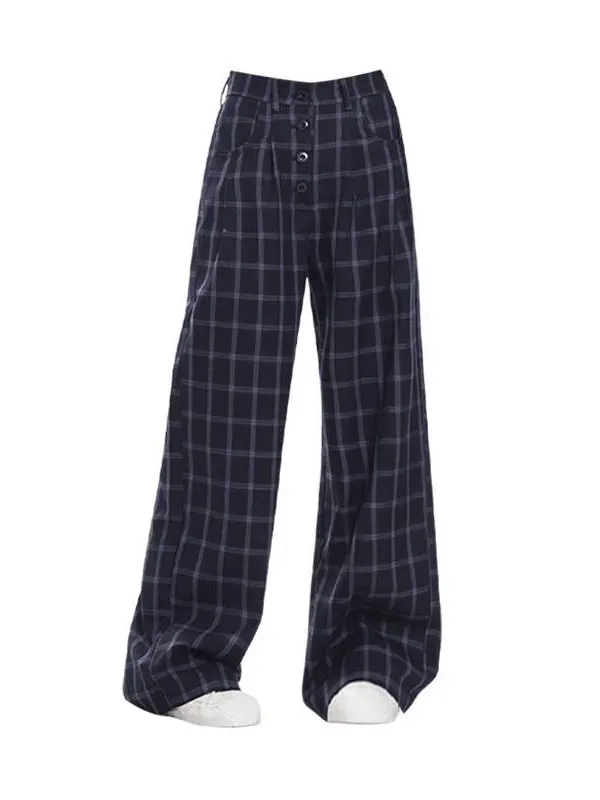 فضفاض مستقيم السراويل واسعة الساق المرأة حجم كبير تصميم منخفضة الخصر خمر منقوشة السراويل العصرية الساخن فتاة الخريف Faion #2