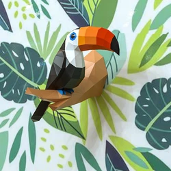 Toucan 3D DIY Paper Model Birds Animal Papercraft Home Decor Wall Decoration Puzzles Educational Toys For Children Kids
