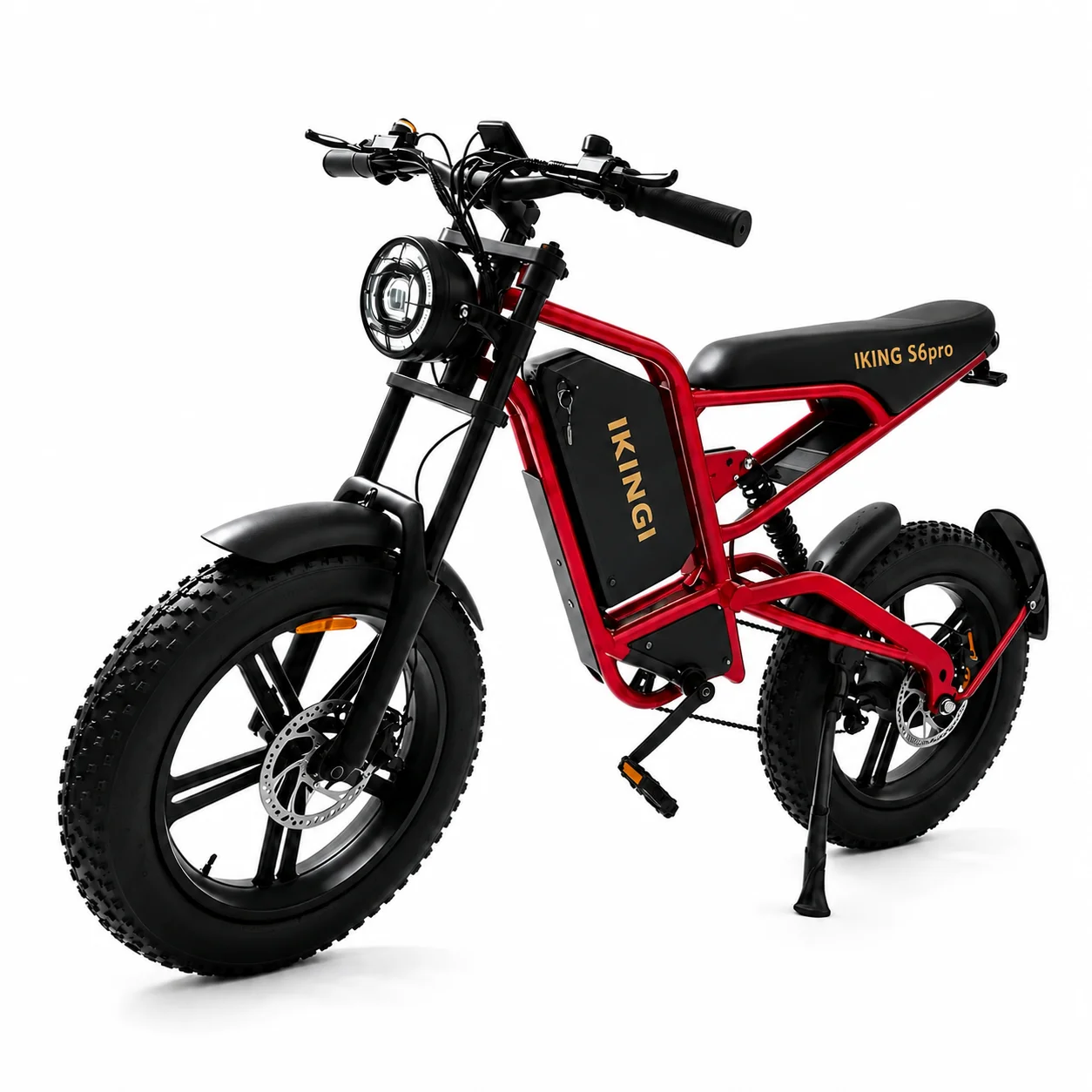 Electric Bike, 16 inch red，1000W 48V 15AH Battery, 7-Speed,  Fat Tire, 20-40KM Range