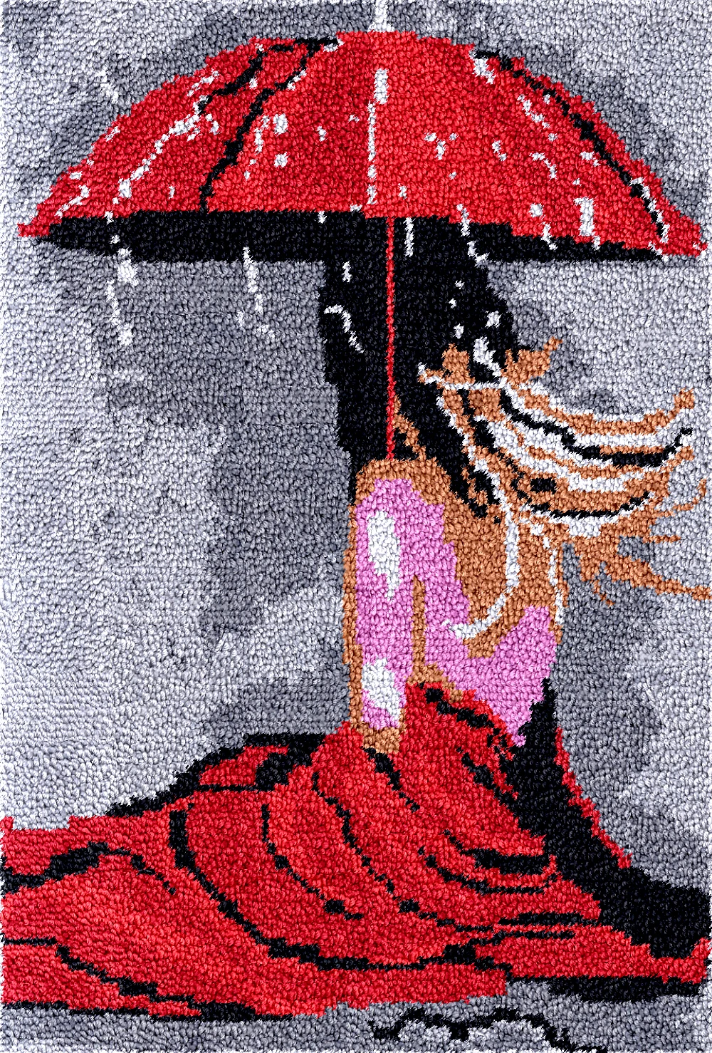 

Bee latch hook kit rug canvas printing Swans handwerken knooppakket diy carpet embroidery handmade Red Girl 69-102cm