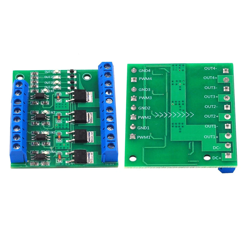 4-Channel MOS PLC Amplifier Board PWM 3-20V to 3.7-27V 10A Optocoupler Isolation