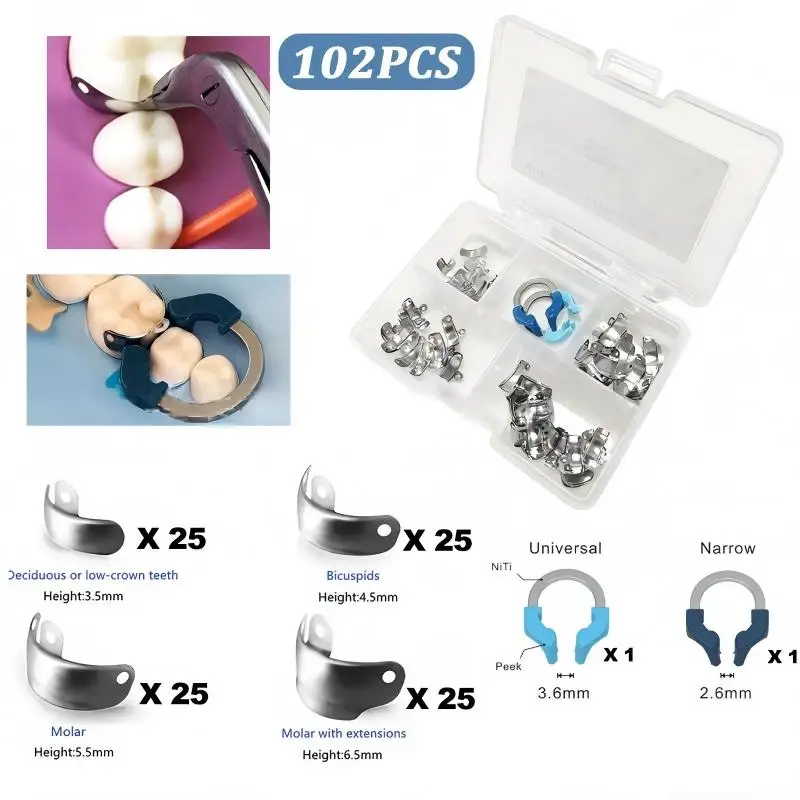 NiTi Memory Metal Matrix Rings with PEEK Tips Dental Sectional Restorative Tool C2 M4 for Tooth Filling And Restoration
