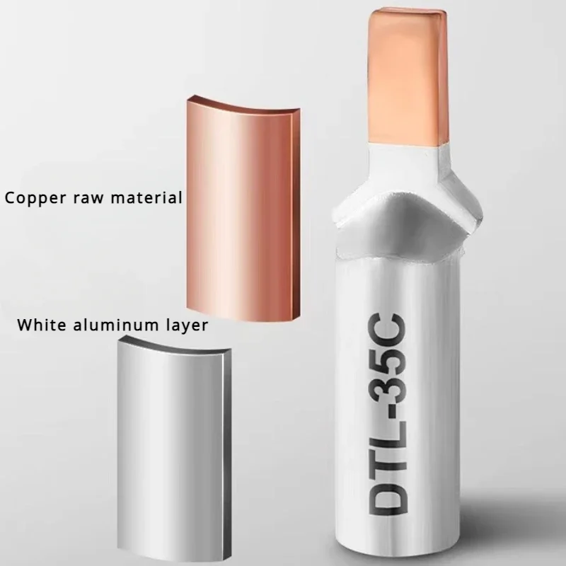 

50pc DTLC C45-10/16/25/35/50mm2 Circuit Breaker Copper Aluminum Cable Terminal Bare Terminal Cable Lugs Wire Connector Joint Kit