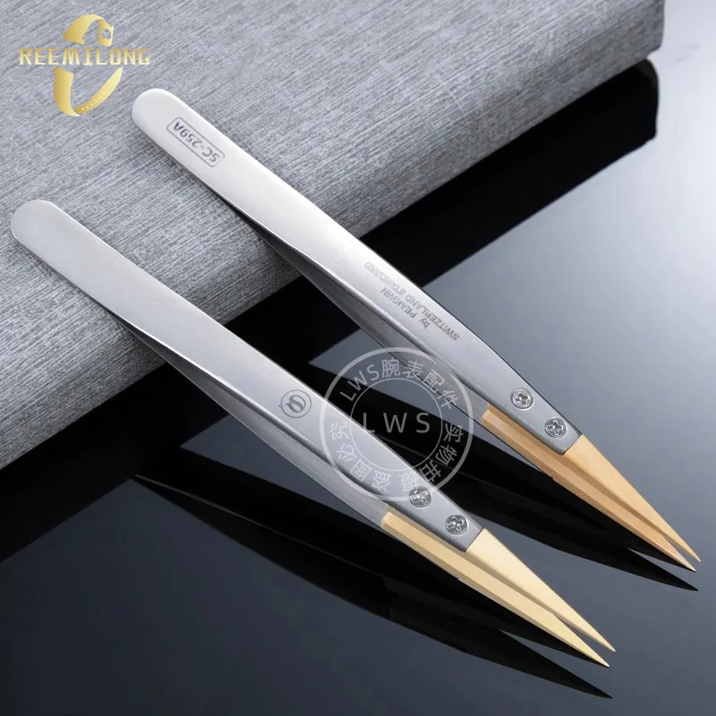 Watch repair tool boxwood tweezers precision anti magnetic tweezers 27# Lightweight pointed tweezers insulated not damaging part