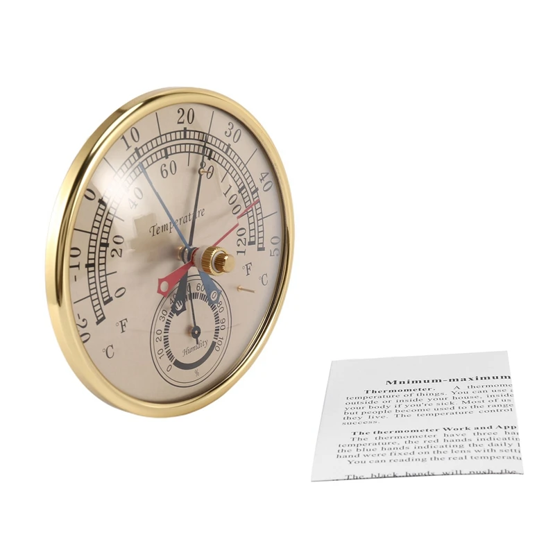 5inch Min Max Thermometer Hygrometer Wall Mount Analog Indoor Outdoor Anti Rain Temperature Humidity Meter