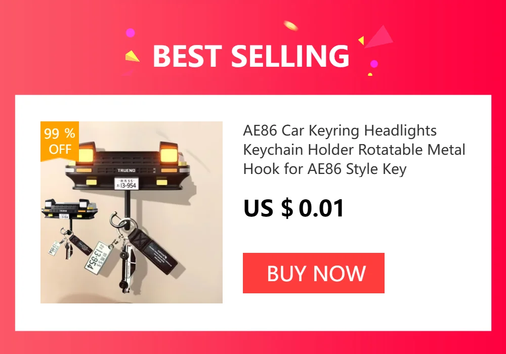 AE86 Car Headlight Key Holder Auto Pop-Up LED Lights Retro Accessories for Men Car Decoration Key Organizer with Adhesive