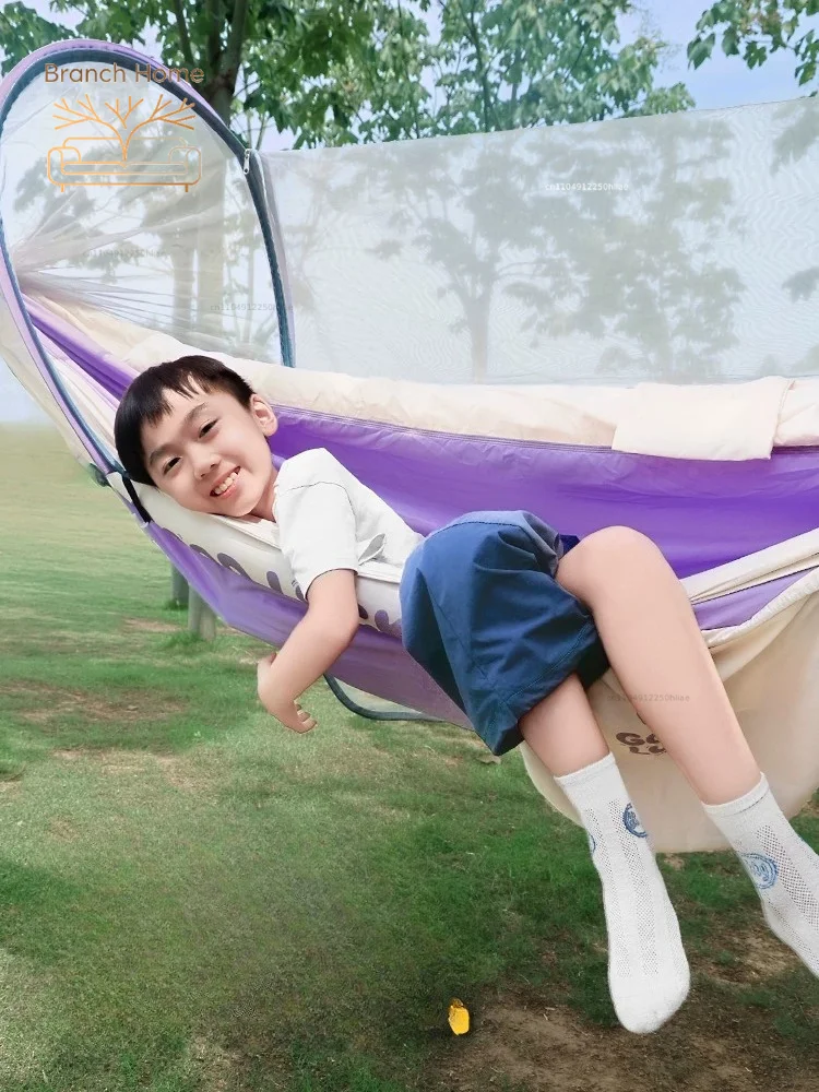 Double inflatable mosquito-proof hammock for outdoor camping Children's anti-rollover swing Adult 2025 New model Portable with m