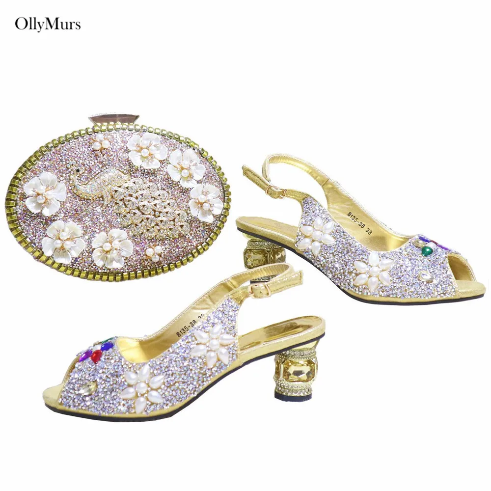 

New Arrival High Heels Party Shoes And Bags Set Fashion Special Applique Woman Shoes And Purse Set For Evening Party