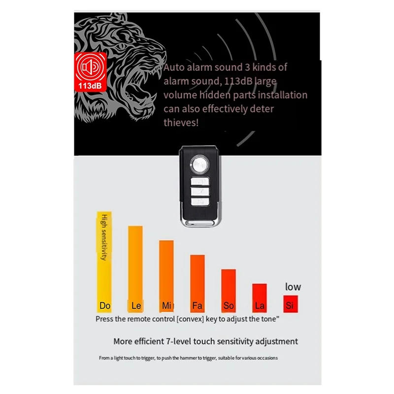 B68A 113DB Motorcycle Bike Anti-Theft Alarm Wireless Remote Control Bicycle Security Alarm Electric Car Waterproof Alarm