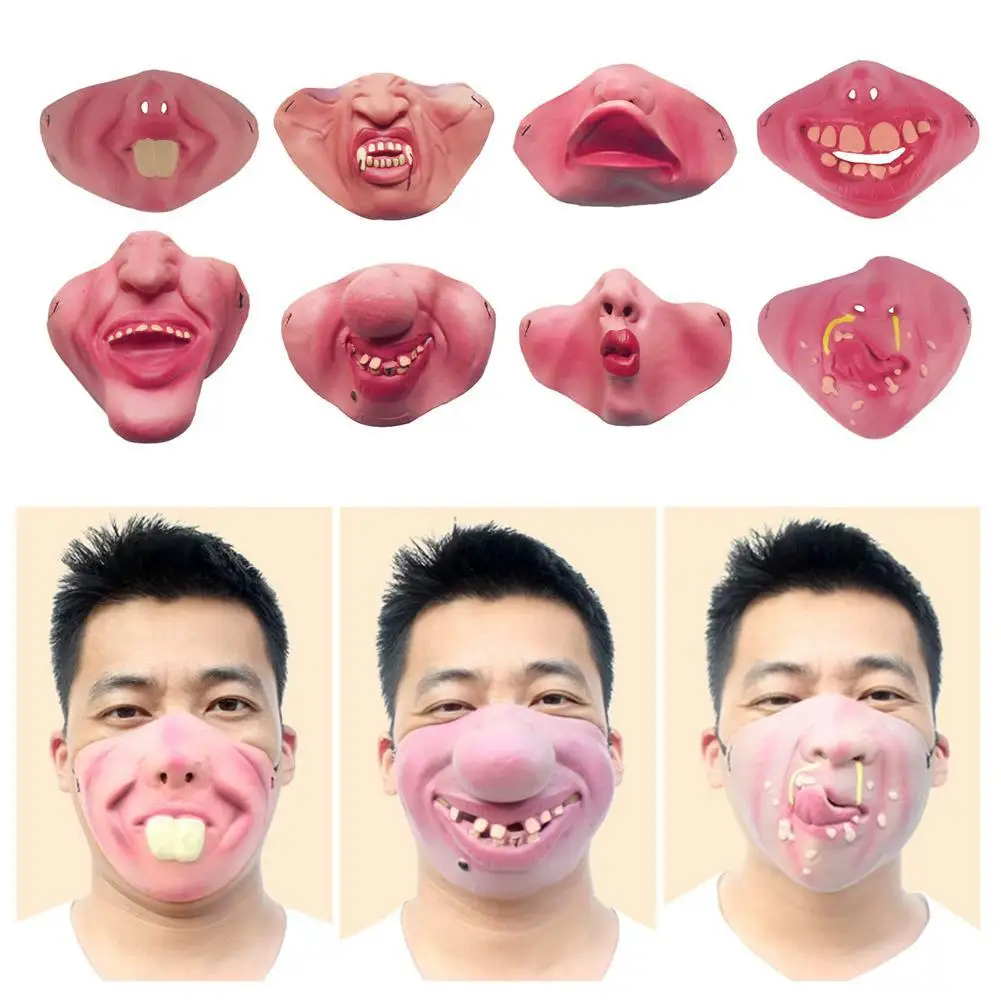 

Latex Half Face Funny Clown Mask Cosplay Props Humorous Elastic Band Horrible Masks Adult Party Halloween Half Face Clown Mask