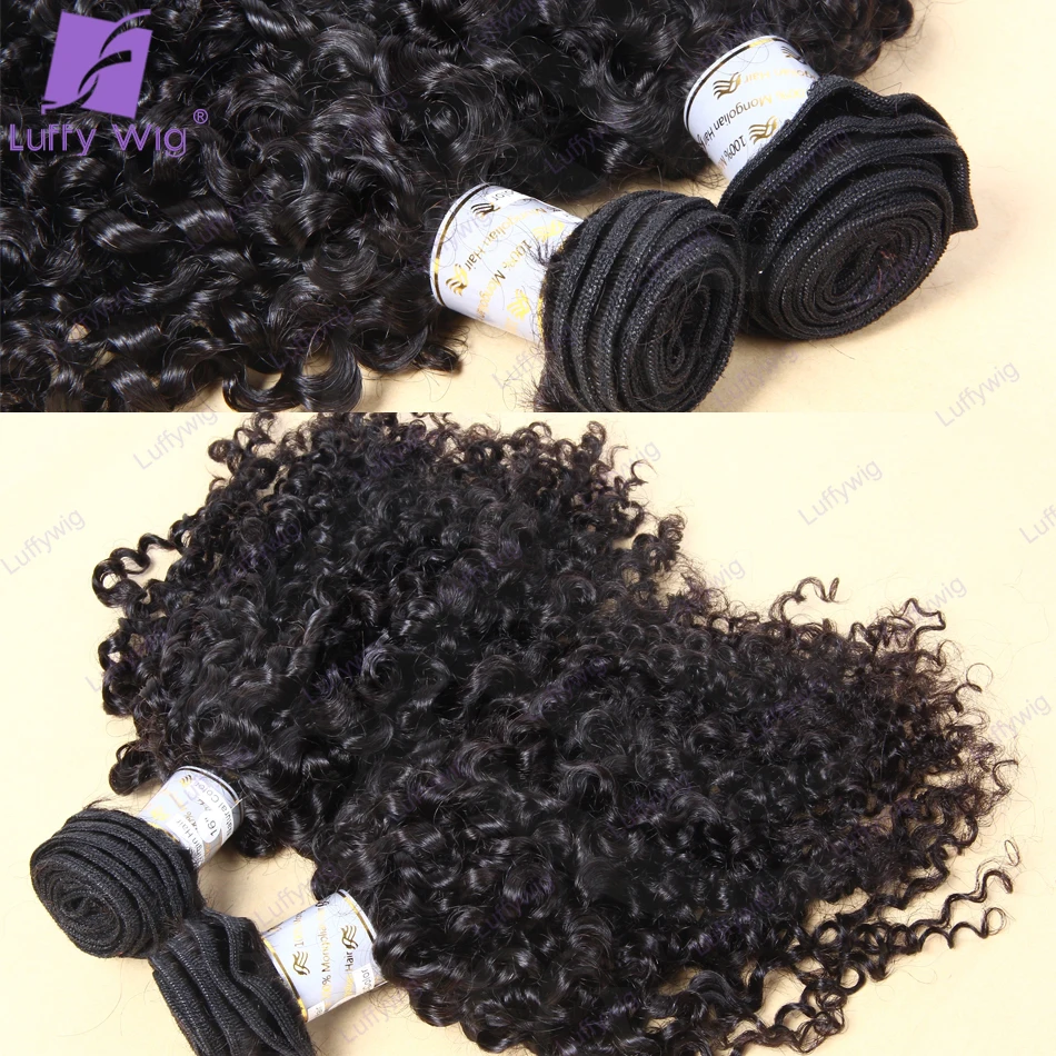 Mechones de cabello rizado Birmano para mujer, extensiones de cabello 100% humano, rizado y apretado, doble estirado, Color negro Natural