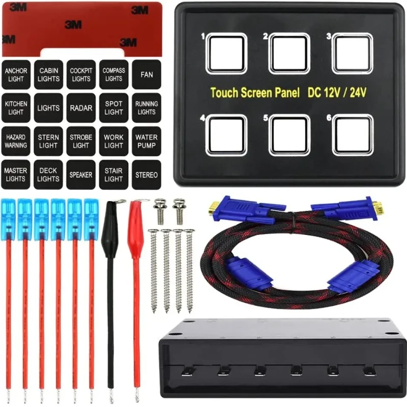 

12V/24V DC 6 Gang LED Switch Panel Slim Touch Control Box for Car Marine Boat rv accessories camper trailer caravan