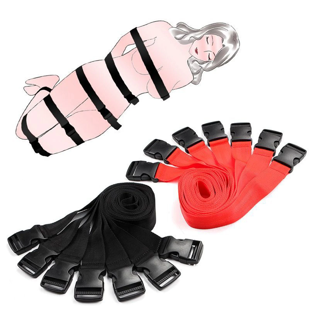 BDSM Restraint 7PCS Sex Rope Adjustable SM Slave Sex Toy Set Women Handcuffs Ankle Cuff Sextoy Kit Adult Couple Erotic Game Tool