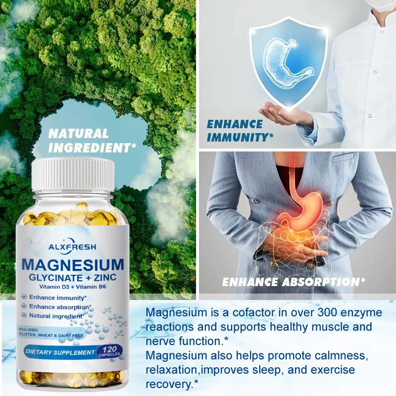 Magnesium Support Cardiovascular Function Improve Sleep Quality Promotes Proper Muscle Heart and Bone  Immune Booster Absorption