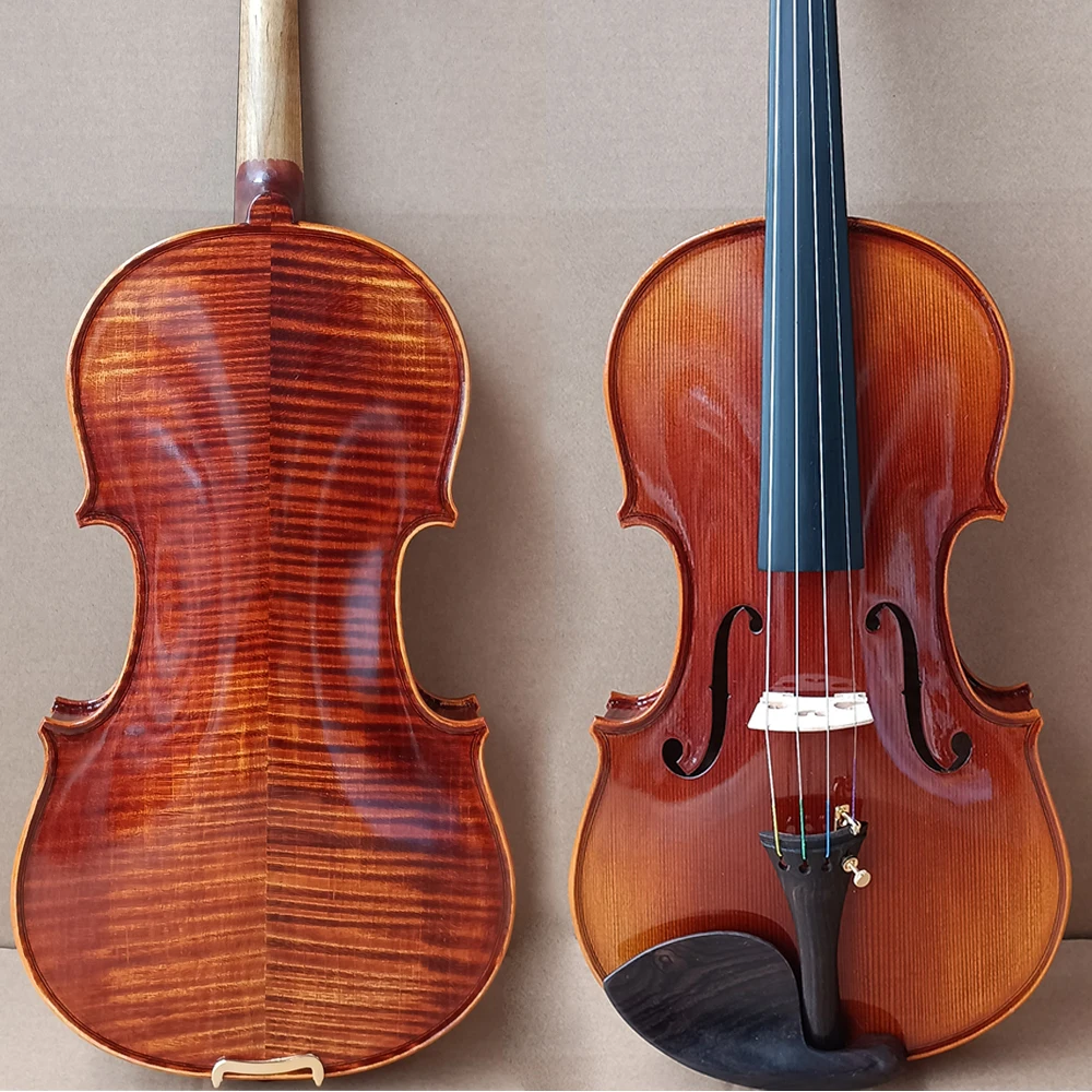 Rich flames Maple！strong tone！100% handmade violin 4/4 1/2 professional Musical Instrume violino with case bow free shipping