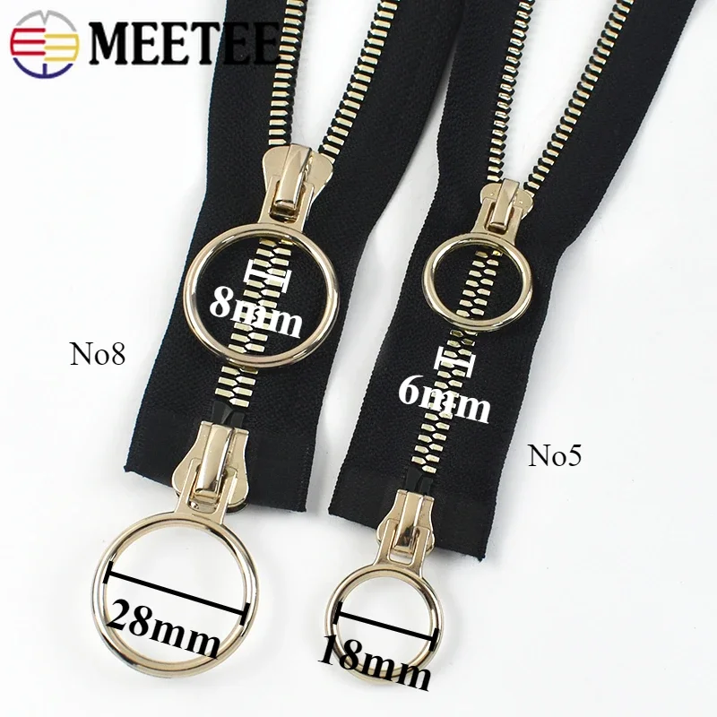 5# 8# 60-100cm Double Sliders Resin Zippers Open-end O Ring Puller Jacket Bag High Quality Zip Repair Kit DIY Sewing Accessories