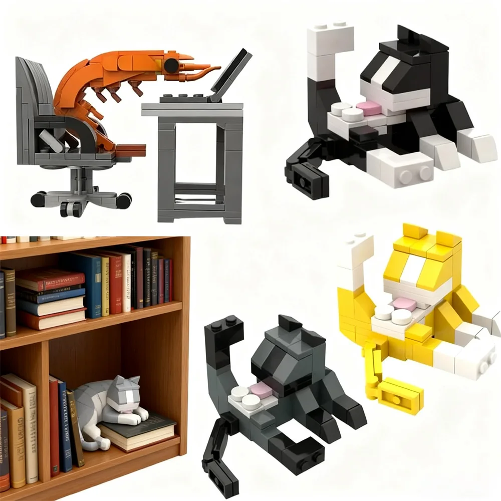 سلسلة الحيوانات 62 قطعة من الطوب MOC على شكل قطة يمكنك صنعها بنفسك لبنات البناء ألعاب تعليمية للأطفال هدية عيد ميلاد #1